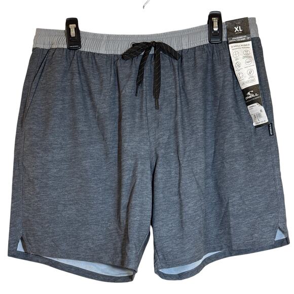 NWT O’Neill XL Gray Boxer Brief Liner Standard Fit Above The Knee 17" Secure Zip - Picture 1 of 6